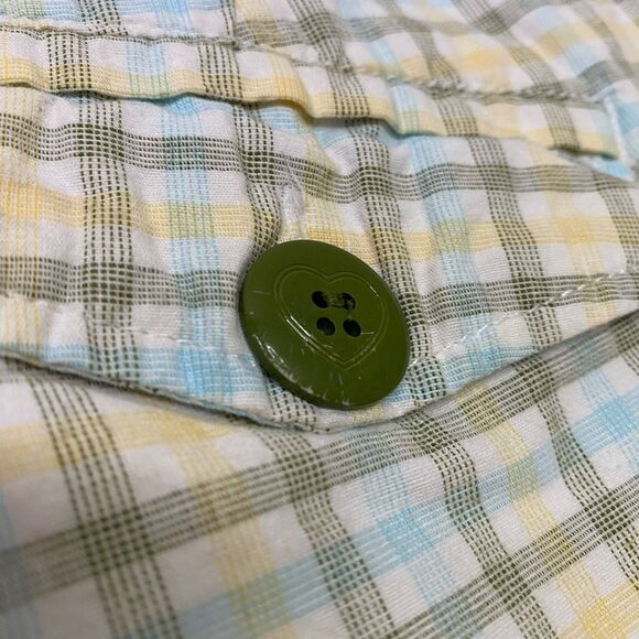 Roxy Shorts Womens 3 (29" Waist) Bermuda Plaid Y2K Heart Button 12" Inseam Beach - Picture 10 of 12